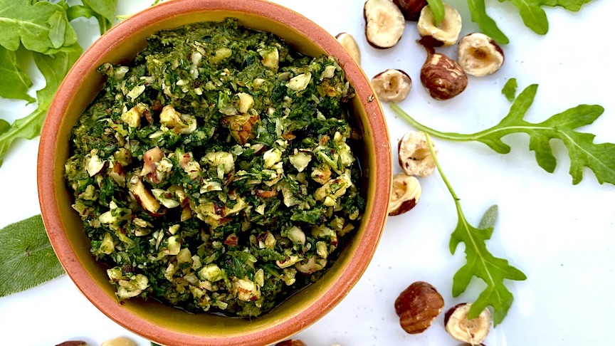 HAZELNUT ARUGULA SAGE PESTO