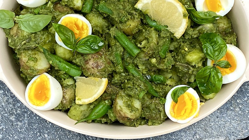 PESTO POTATO SALAD with FRESH GREEN BEANS