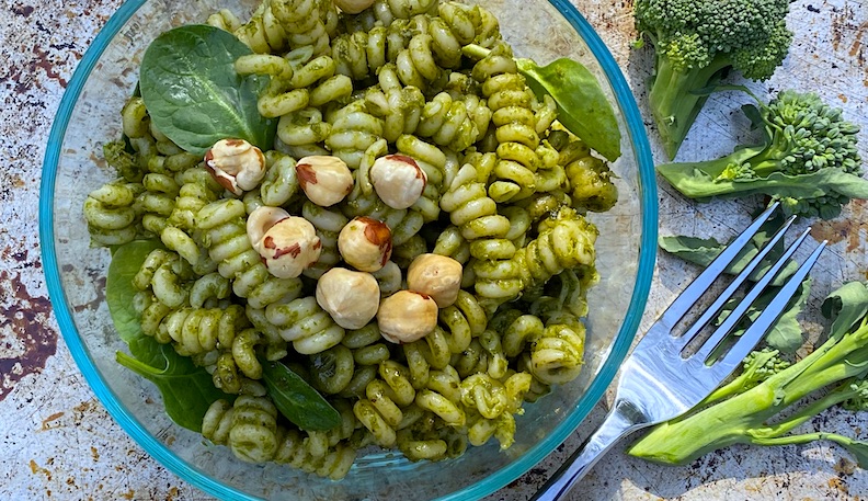 GREEN FUSILLI made with BROCCOLI HAZELNUT PESTO