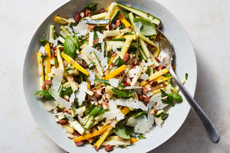 ZUCCHINI SALAD with PECORINO, BASIL & ALMONDS ~ from NYT