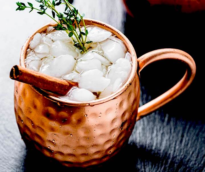 SPICED PEAR GINGER LEMON MULE with BOURBON