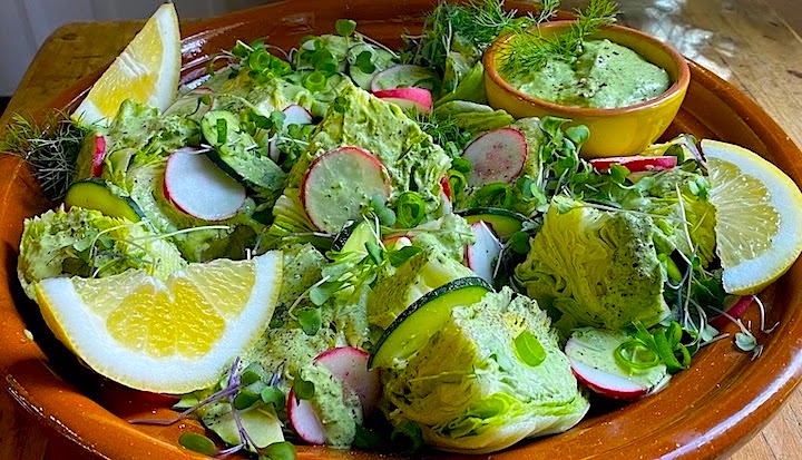 WEDGE SALAD with TAHINI DILL DRESSING