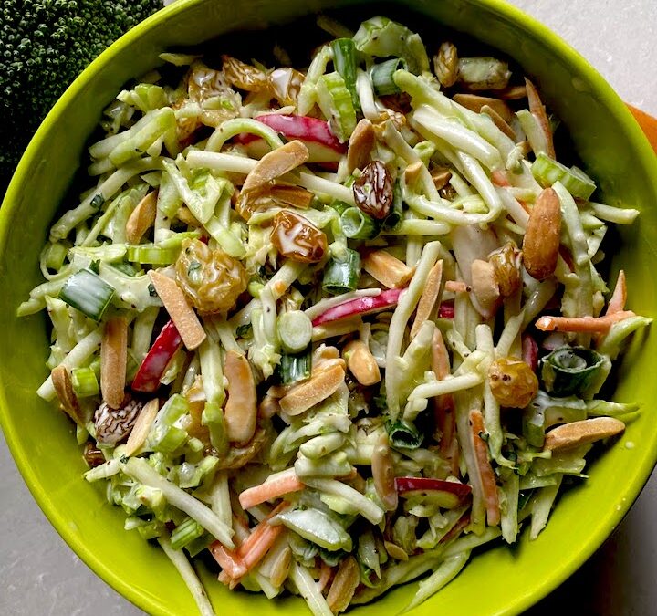 BROCCOLI SLAW with TOASTED ALMONDS & CREAMY DRESSING