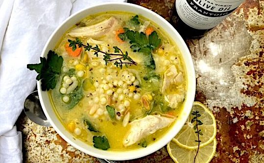 IMMUNE BOOSTING LEMON HERB CHICKEN SOUP with PEARL COUSCOUS